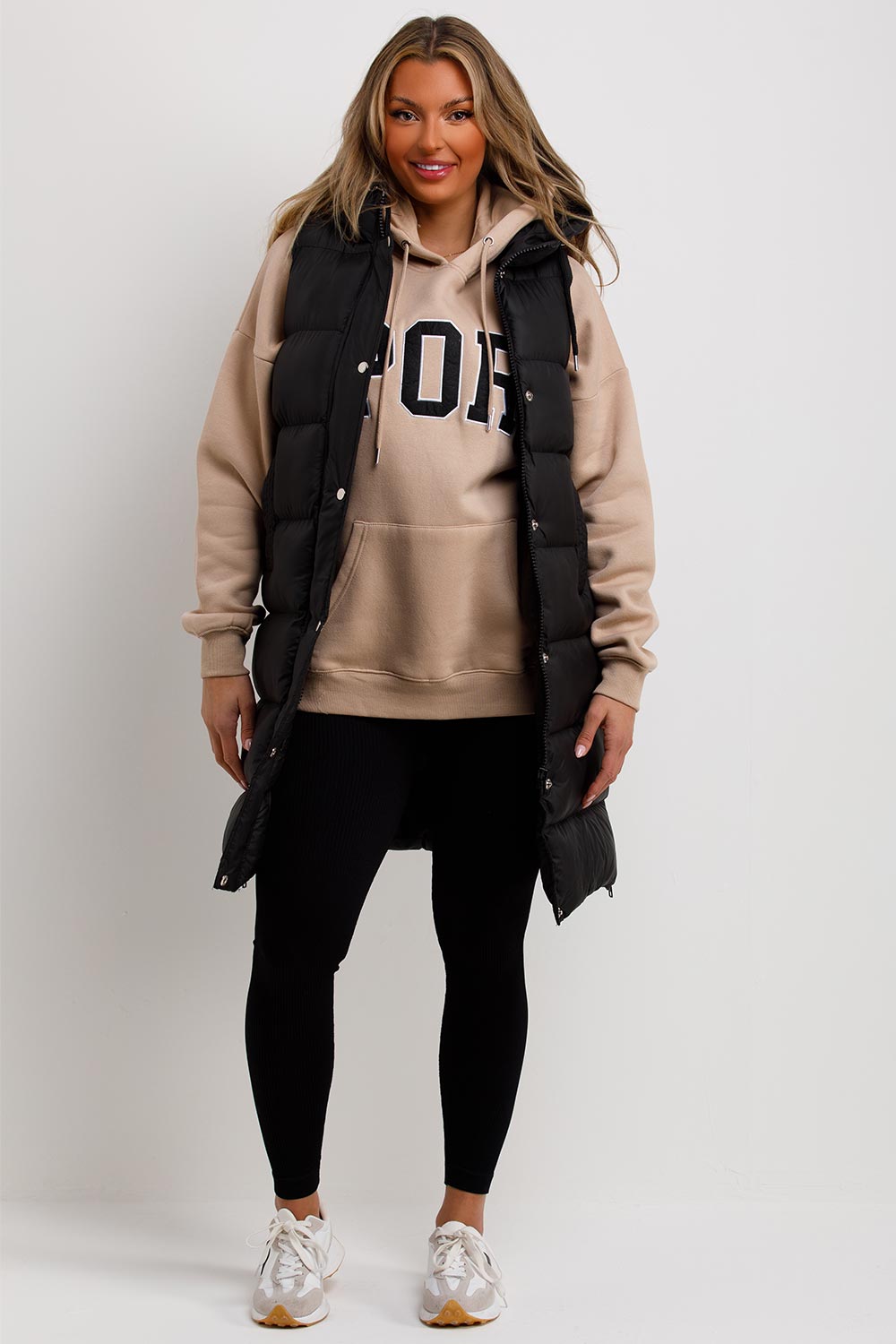 Women's Hooded Padded Gilet Vest | Black