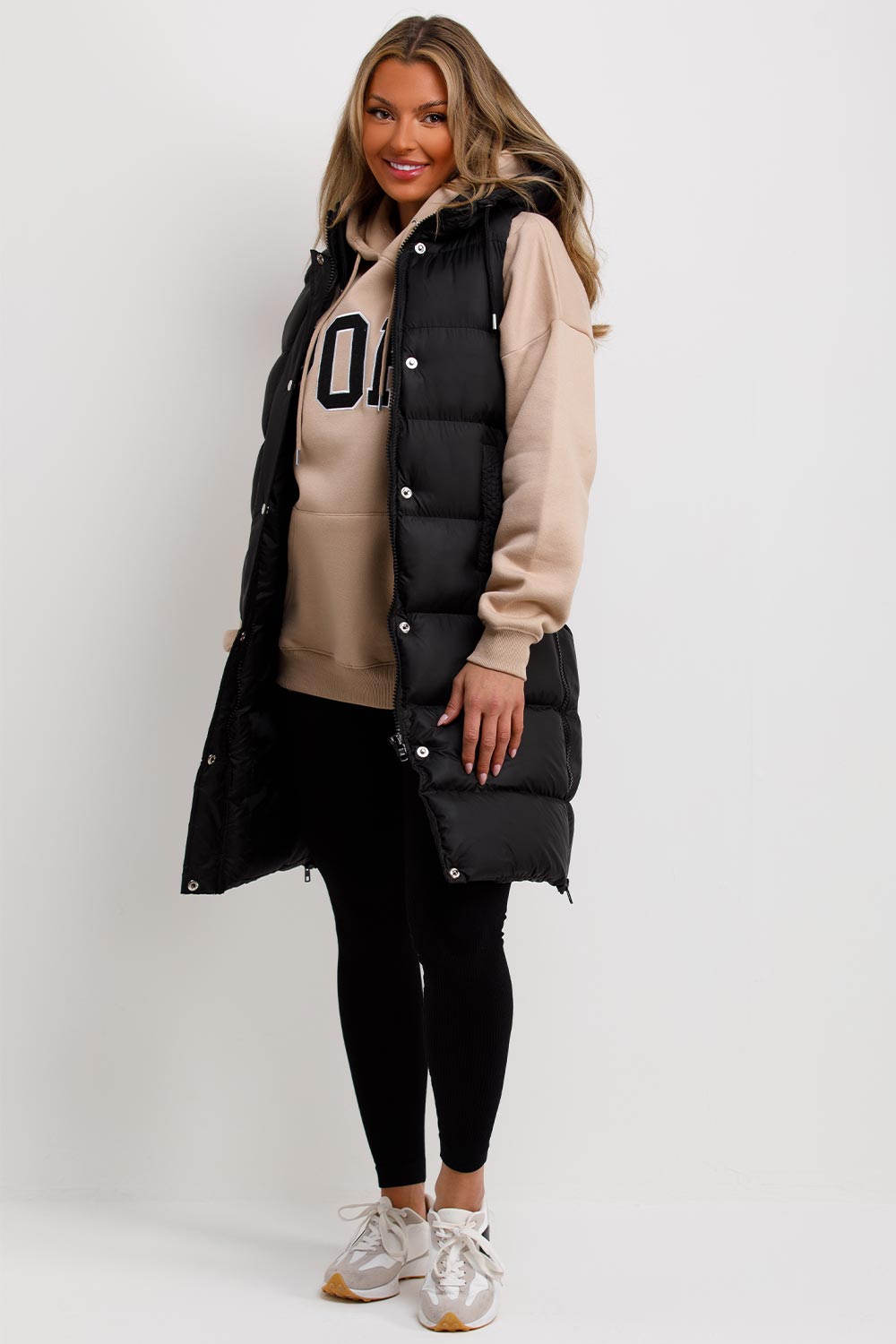 Women's Hooded Padded Gilet Vest | Black