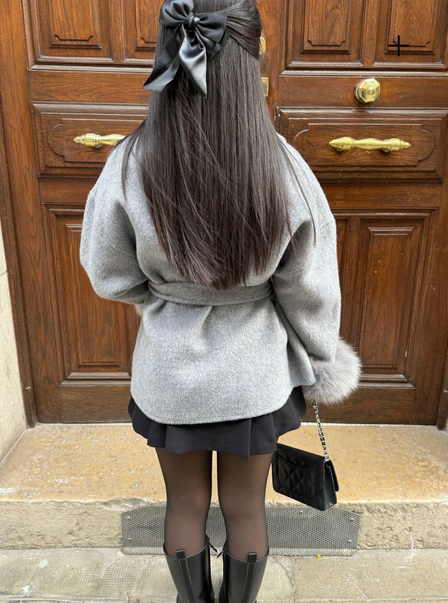 Women's Elegant Belted Fur Wrap Coat