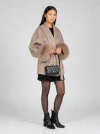 Women's Elegant Belted Fur Wrap Coat