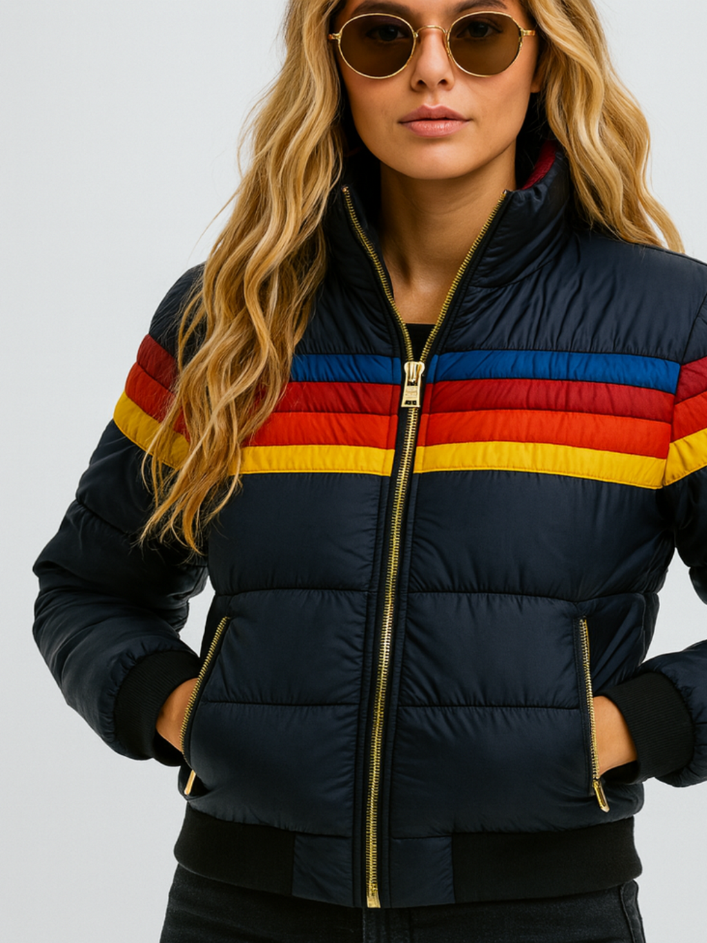 Retro Striped Inusulated Puffer Jacket