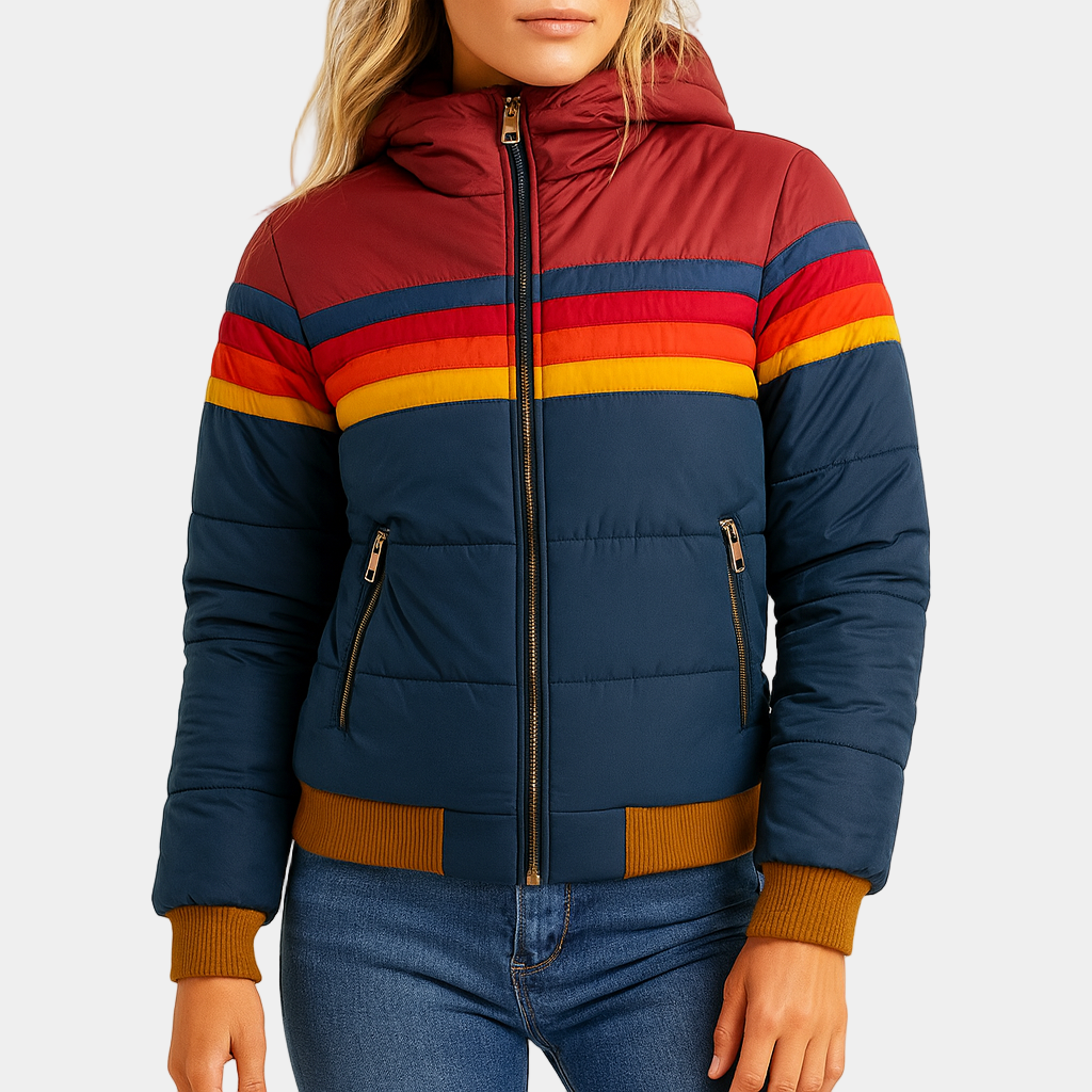 Retro Striped Inusulated Puffer Jacket