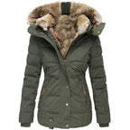 Women's Insulated Waterproof Winter Puffer Jacket with Faux Fur Hood - Tailored Fit