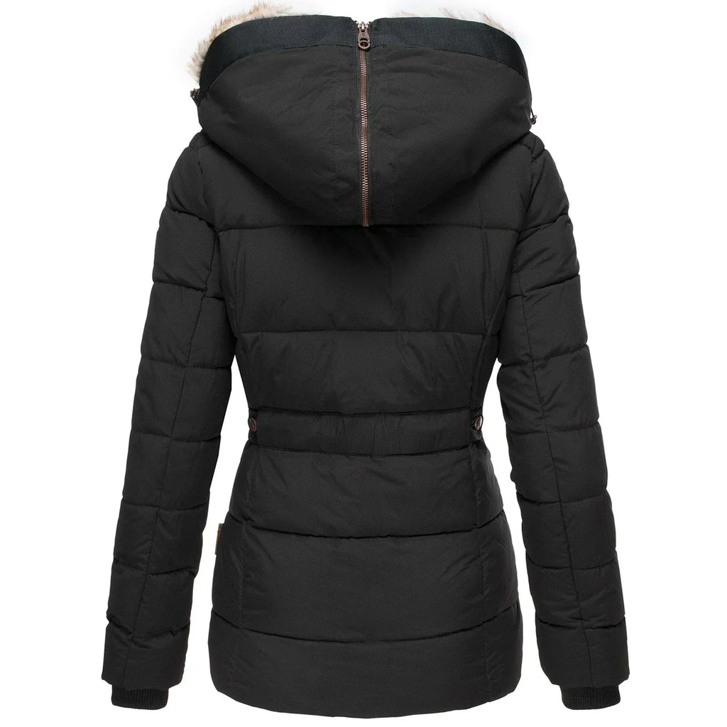 Women's Insulated Waterproof Winter Puffer Jacket with Faux Fur Hood - Tailored Fit