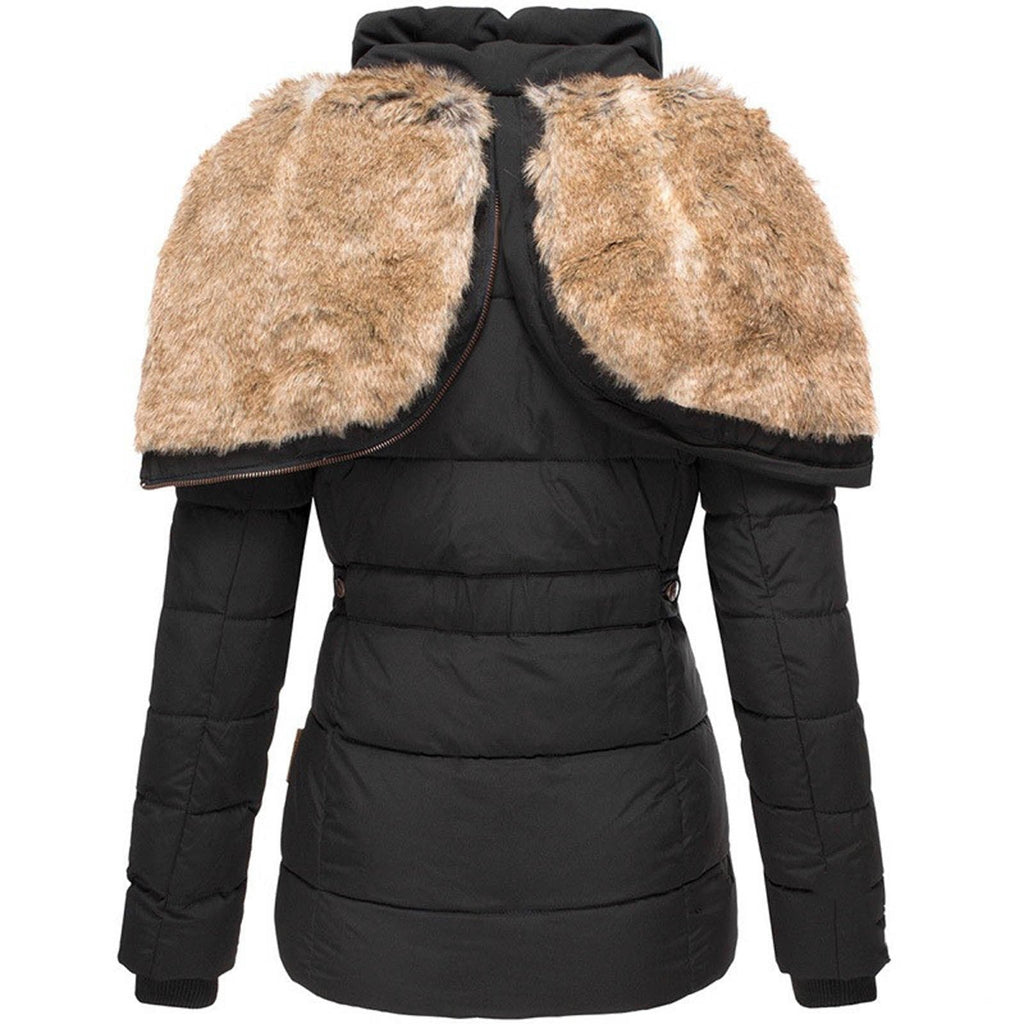 Women's Insulated Waterproof Winter Puffer Jacket with Faux Fur Hood - Tailored Fit