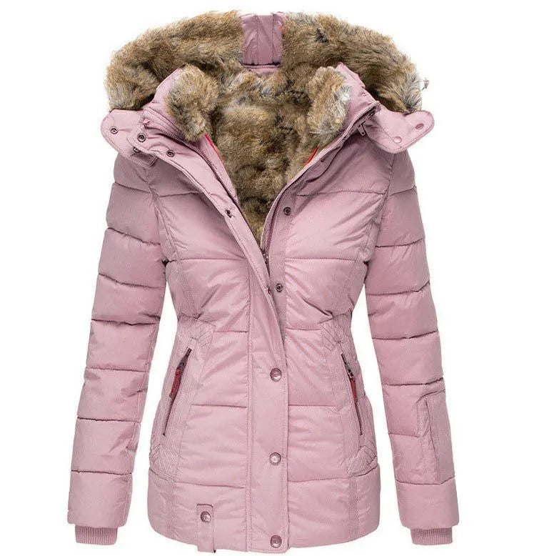 Women's Insulated Waterproof Winter Puffer Jacket with Faux Fur Hood - Tailored Fit