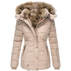 Women's Insulated Waterproof Winter Puffer Jacket with Faux Fur Hood - Tailored Fit
