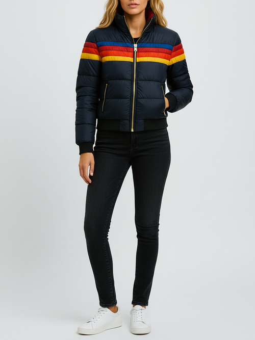 Retro Striped Inusulated Puffer Jacket