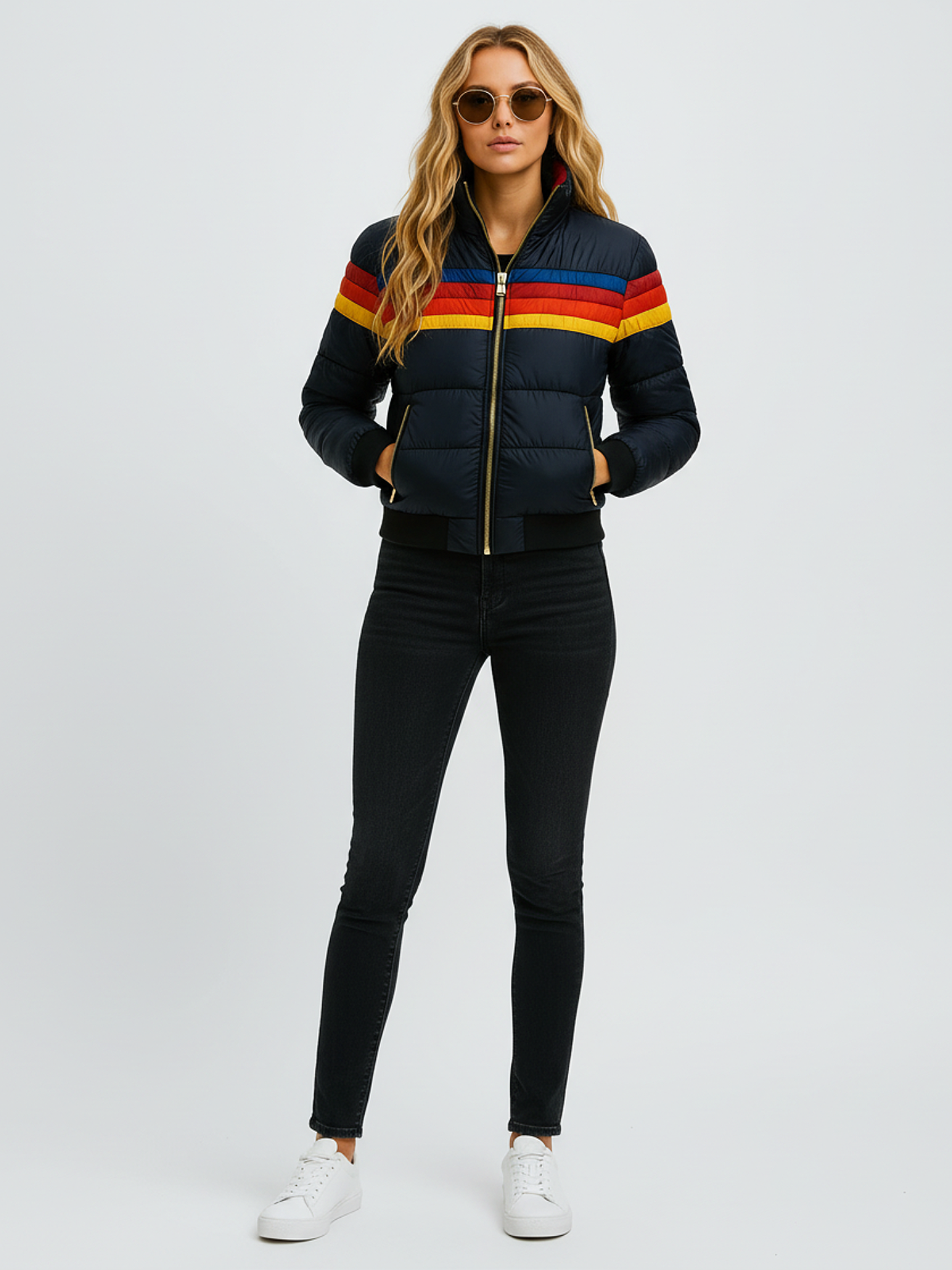 Retro Striped Inusulated Puffer Jacket