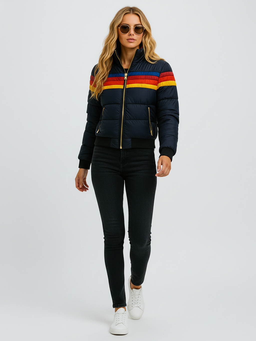 Retro Striped Inusulated Puffer Jacket