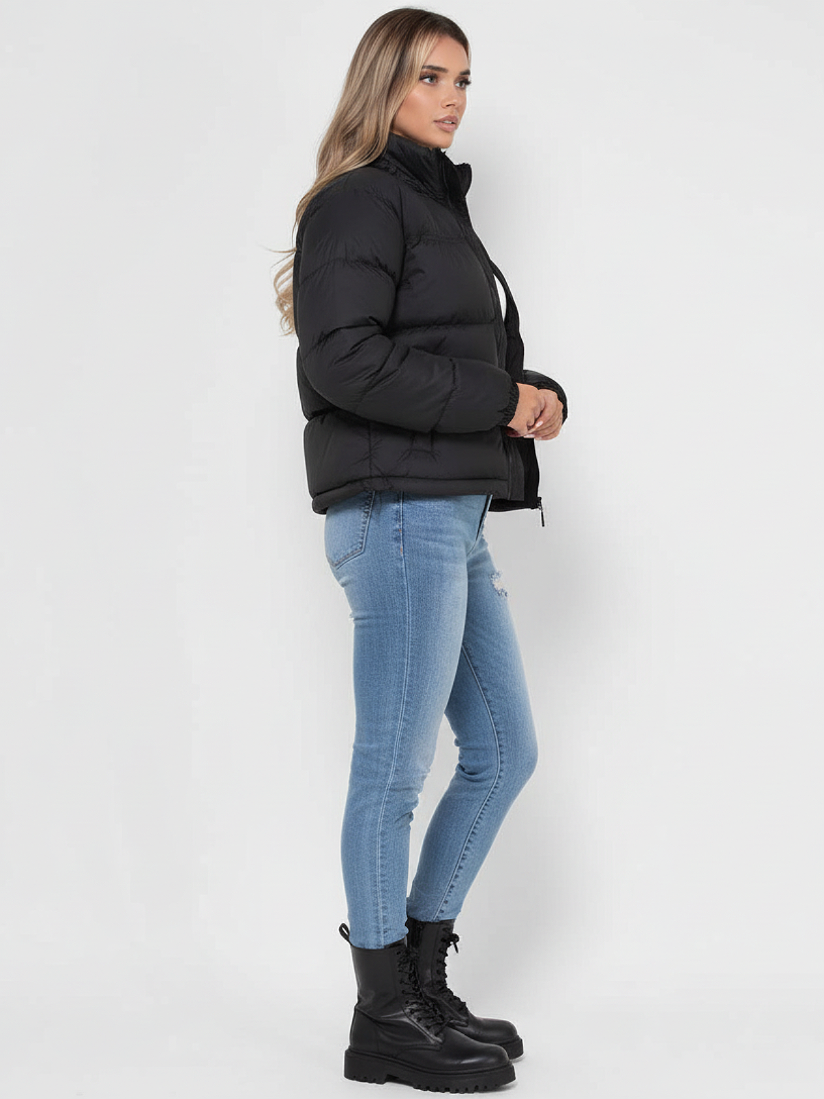 Women's Warm Puffer Jacket with Insulation, Black