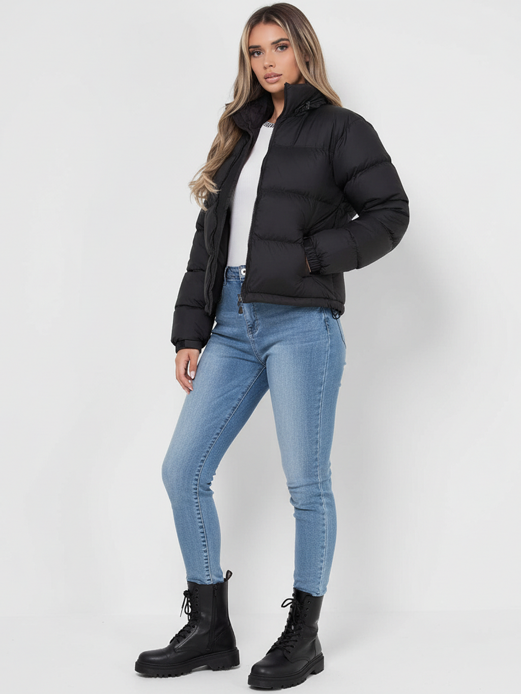 Women's Warm Puffer Jacket with Insulation, Black