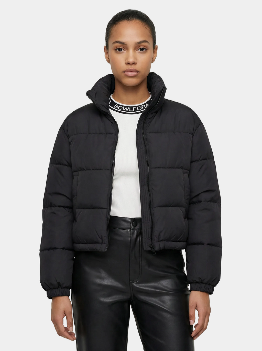 Women's Warm Puffer Jacket with Insulation, Black