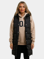 Women's Hooded Padded Gilet Vest | Black