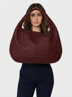 Vegan Leather Zip Closure Shoulder Bag | Burgundy