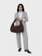 Woven Vegan Leather Shoulder Tote Bag | Brown