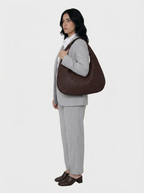 Woven Vegan Leather Shoulder Tote Bag | Brown
