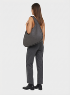Woven Vegan Leather Everyday Tote Bag | Dark Grey
